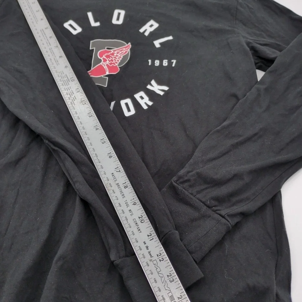 Polo‎ Ralph Lauren P-Wing Stadium Long Sleeve Shirt Men's M Black 1967 Graphic